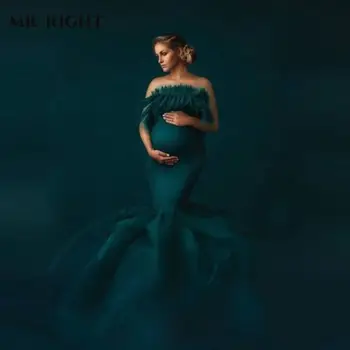 Sukienka dla kobiet w Ciąży do sesji Zdjęciowej Z Falbankami, Wielopoziomowe Sukienki dla kobiet w Ciąży, Kobiet Długie Przezroczyste Wieczorne Kąpielowe na Zamówienie
