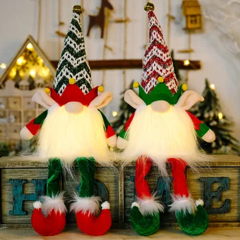 Nowe świąteczne ozdoby boże Narodzenie elf z podświetleniem podświetlona lalka Rudolfa ozdoba choinkowa dla domu bezpłciowy lalka lalka