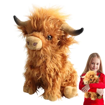 Szkocka Wysokogórska Krowa Pluszowe Zabawki Symulacja Wysokogórskiego Bydła Zabawki Dla Chłopców I Dziewczynek, Zabawki Dla Dzieci, Prezenty Urodzinowe Popularne Zabawki 2023