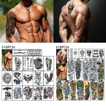 Tymczasowy Tatuaż Dla Człowieka Informacja Fałszywa Tatuaż Czarny Tatuaż Naklejki Na Ciało Wodoodporna Ręka Ramię Pierś Temu Duży Tatuaż Naklejka