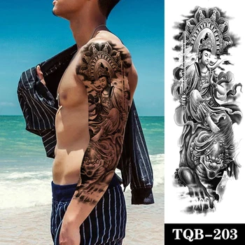 Wodoodporna Tymczasowy Tatuaż Naklejka Totem Buddy Potwór Pełna Ręka Duży Rozmiar Rękaw Tatuaż Fałszywy Tatuaż Flash Tatuaże dla Mężczyzn Kobiet